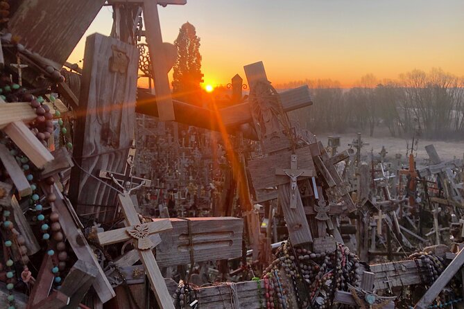 Sunrise at the Hill of Crosses - 2 countries in 1 day - Crossing from Latvia into Lithuania